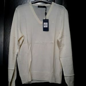 Ralph Lauren 100% Merino wool v neck golf sweater, NEVER WORN***